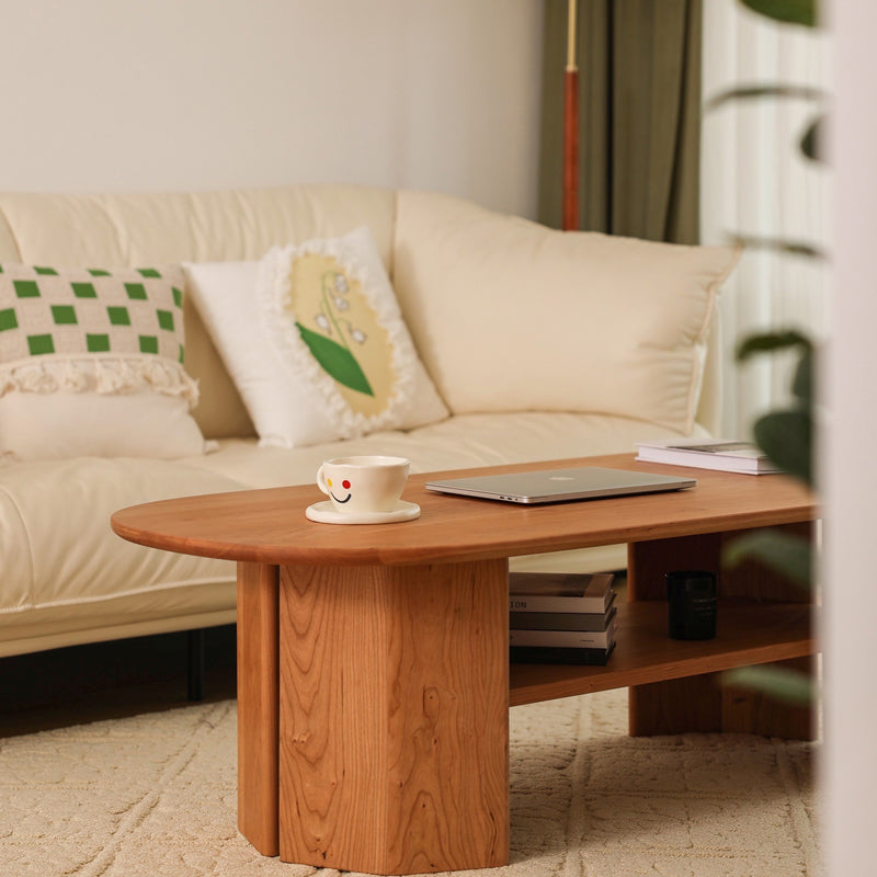 23" Wide Contemporary Coffee Table Solid Wood Coffee Cocktail Table with Storage