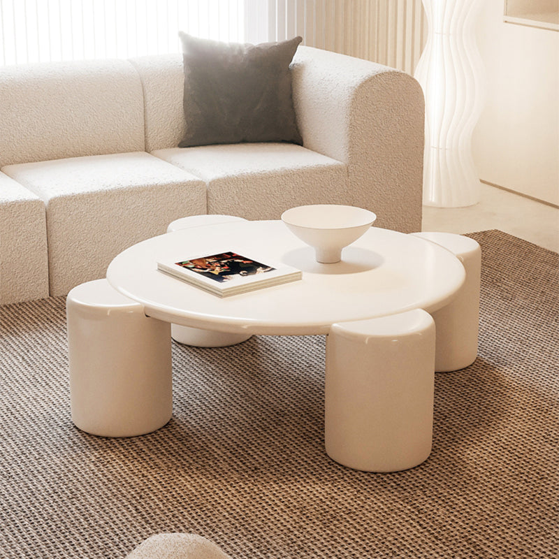 Modern Free-Form Coffee Table White Single Coffee Table with 4 Legs