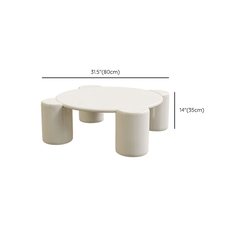 Modern Free-Form Coffee Table White Single Coffee Table with 4 Legs