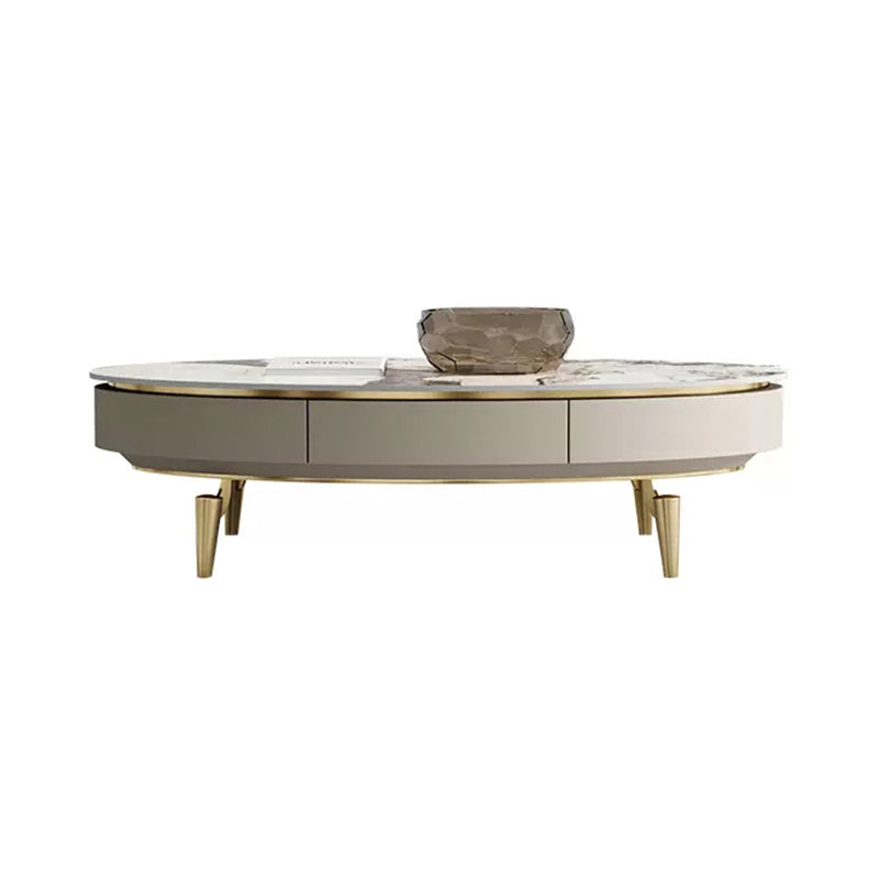 4 Legs Cocktail Table Modern Rectangle Single Coffee Table with 4 Drawers