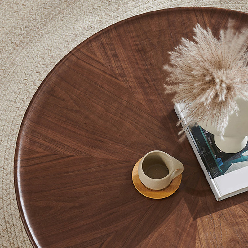 Modern Round Wood Single Coffee Table Pedestal Bunching Tables