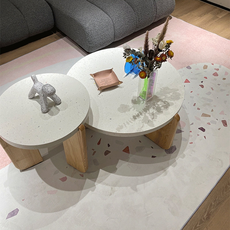 3 Legs Single Coffee Table Modern Round White Slate Coffee Table