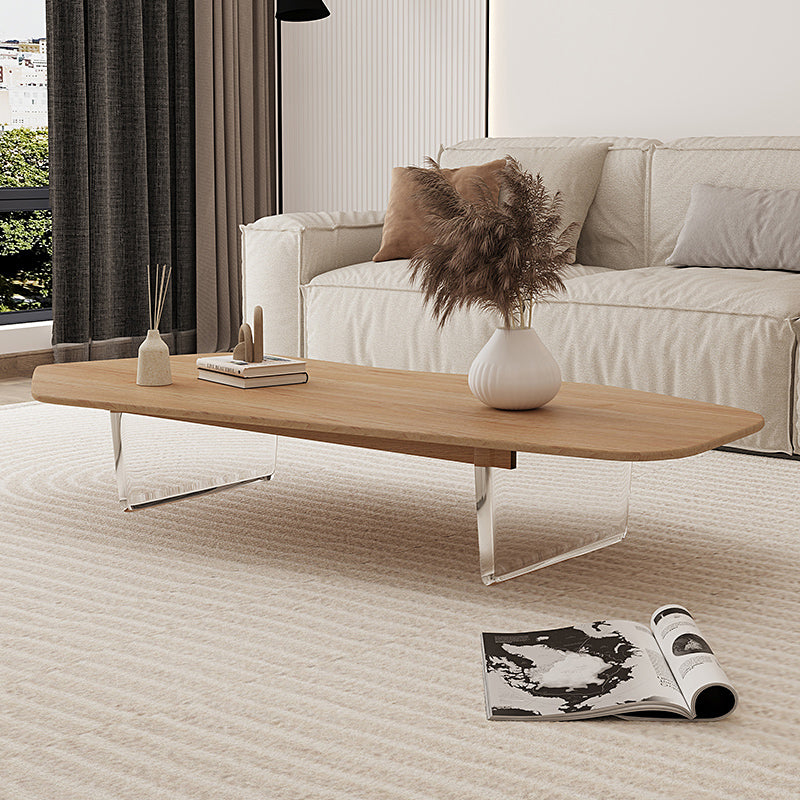 2 Legs Single Coffee Table Solid Wood Natural Free-Form Coffee Table