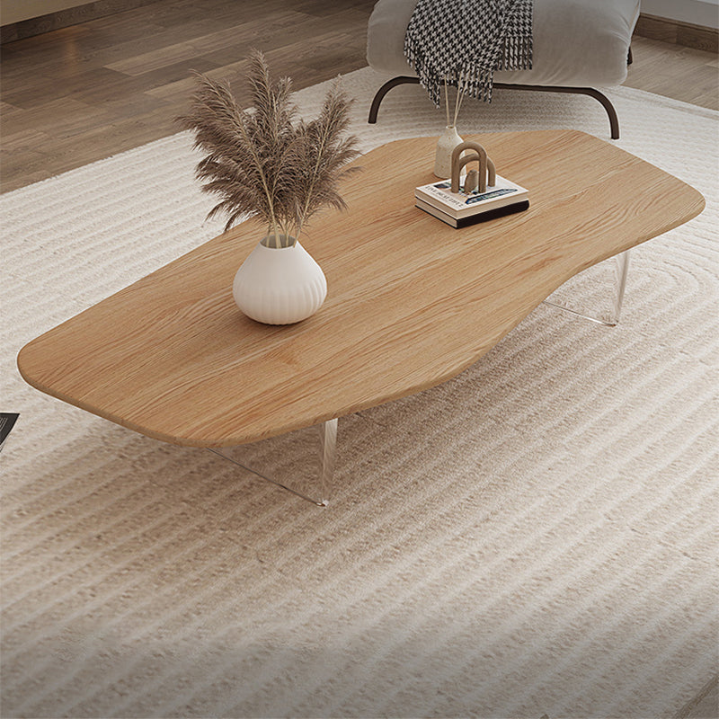 2 Legs Single Coffee Table Solid Wood Natural Free-Form Coffee Table
