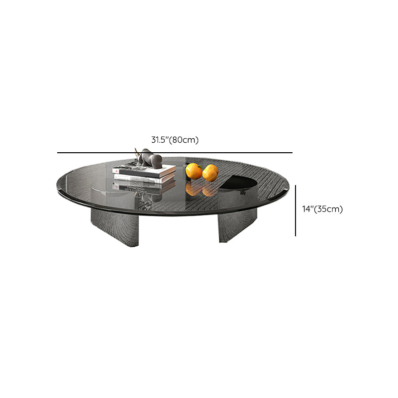 Glass Single Coffee Table Tropical Round Cocktail Table with 3 Legs
