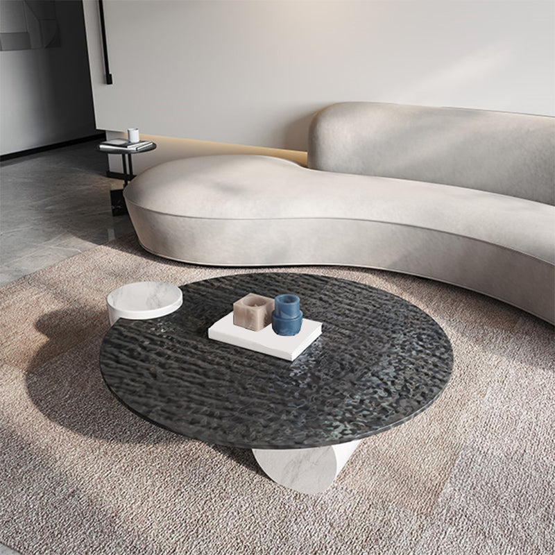 Tropical Round Cocktail Table Glass Pedestal Single Coffee Table