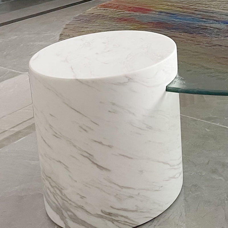Tropical Round Cocktail Table Glass Pedestal Single Coffee Table