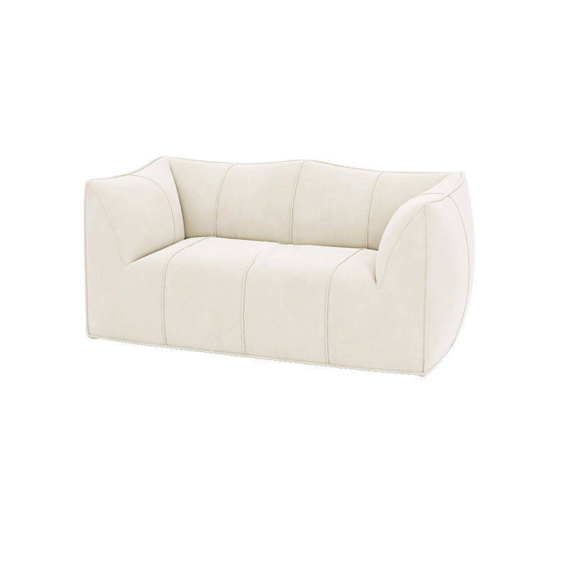 Contemporary White Cushions Flared Arm Fabric Living Room Seating