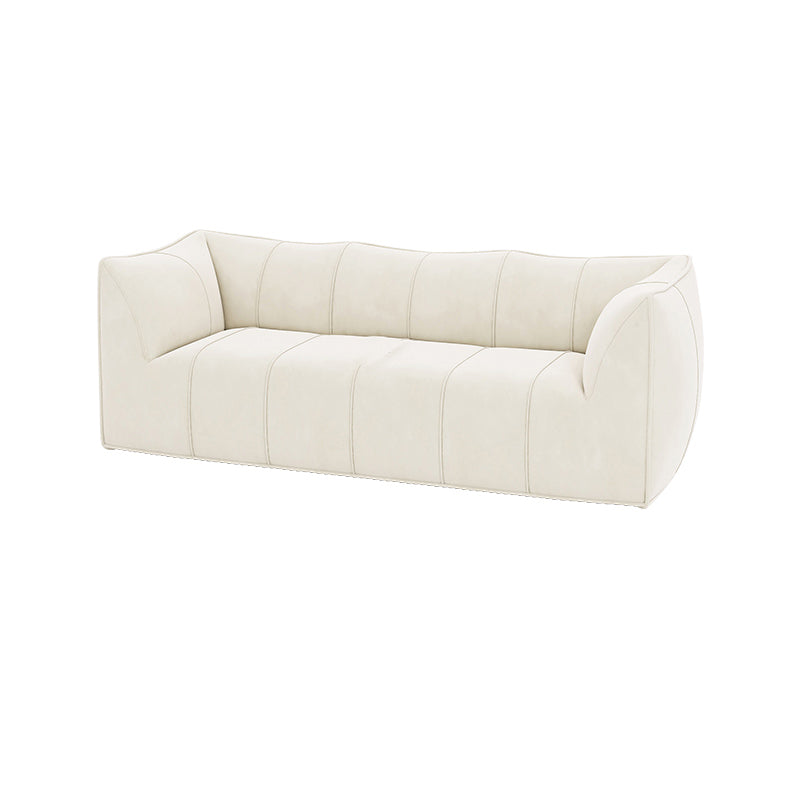 Contemporary White Cushions Flared Arm Fabric Living Room Seating