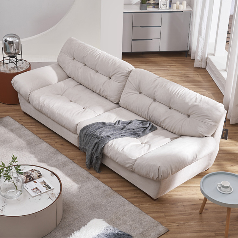 Modern White Cushions Armless Living Room Faux Leather Seating