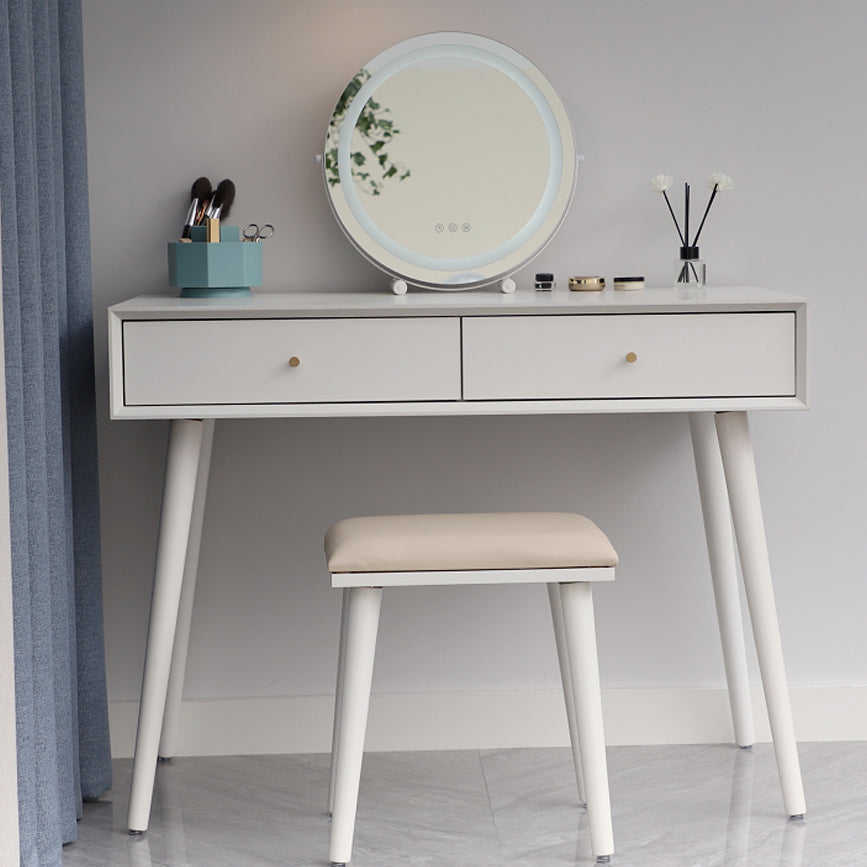 White Solid Wood Makeup Vanity Desk Table with Drawers for Bedroom