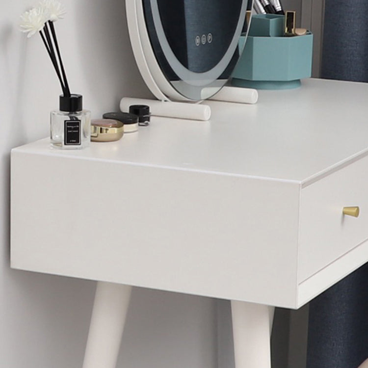 White Solid Wood Makeup Vanity Desk Table with Drawers for Bedroom