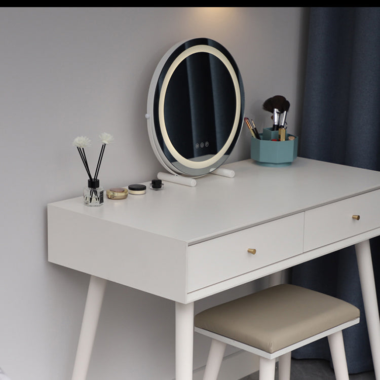 White Solid Wood Makeup Vanity Desk Table with Drawers for Bedroom