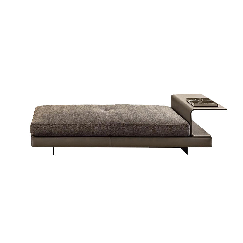 Contemporary Genuine Leather Sofa Square Arm Loose Back Sofa with Table