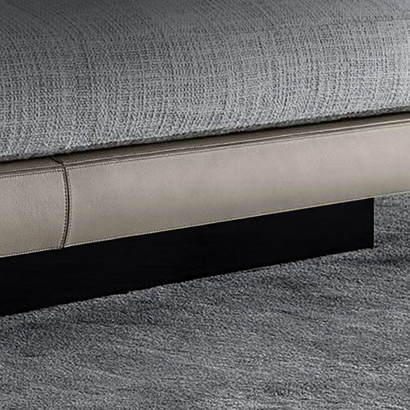 Contemporary Genuine Leather Sofa Square Arm Loose Back Sofa with Table