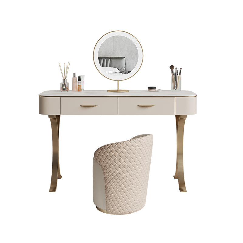 Glam Makeup Vanity Desk Table Stone Top Dressing Table with Drawer