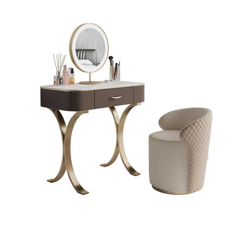 Glam Makeup Vanity Desk Table Stone Top Dressing Table with Drawer