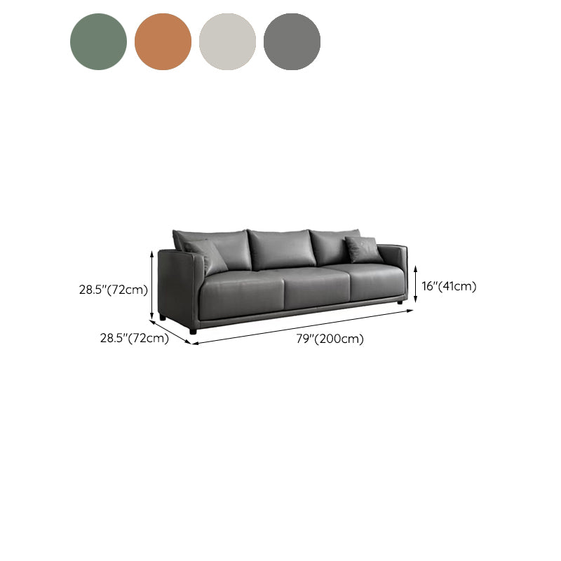 Minimalist 3-Seater Faux Leather Sofa Square Arm Loose Back Sofa