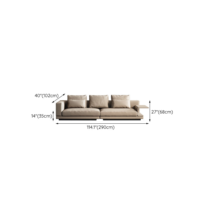 Contemporary Genuine Leather Settee Sewn Pillow Back Seating