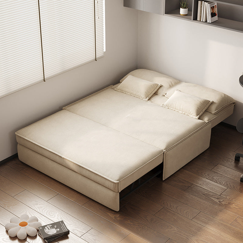 32" Wide Scandinavian Futon Sofa Bed Leather White Futon Sleeper Sofa without Stroage