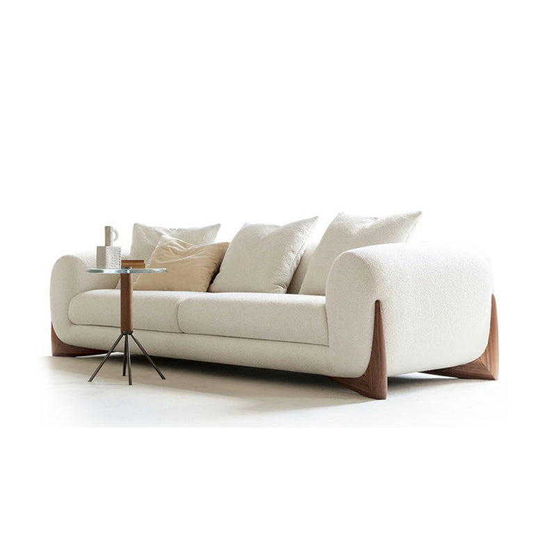 Contemporary Living Room Brown Sofa Round Arm Pillows Seating