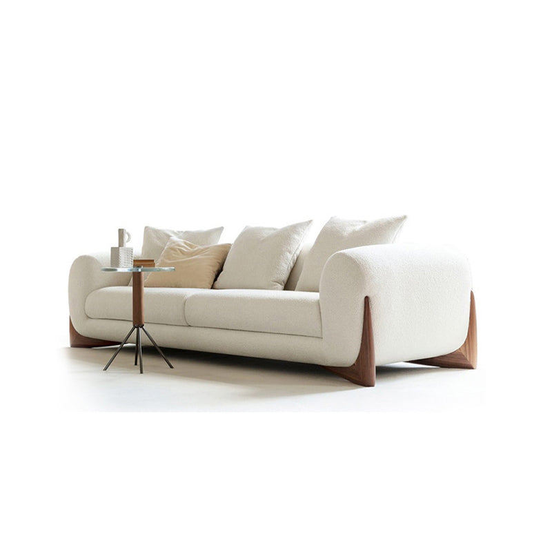 Contemporary Living Room Brown Sofa Round Arm Pillows Seating