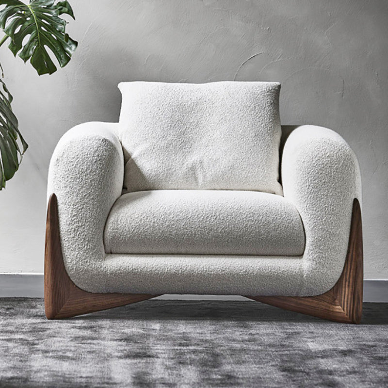 Contemporary Living Room Brown Sofa Round Arm Pillows Seating