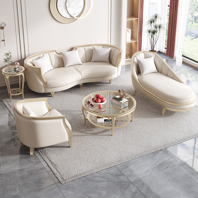 Scandinavian Living Room Sofa Genuine Leather Tuxedo Arm Seating