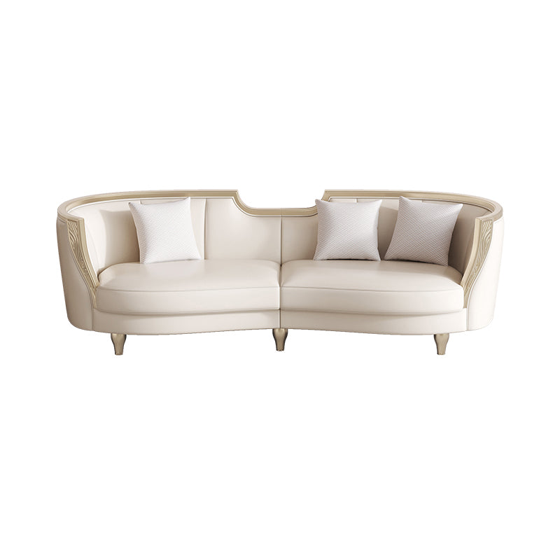 Scandinavian Living Room Sofa Genuine Leather Tuxedo Arm Seating