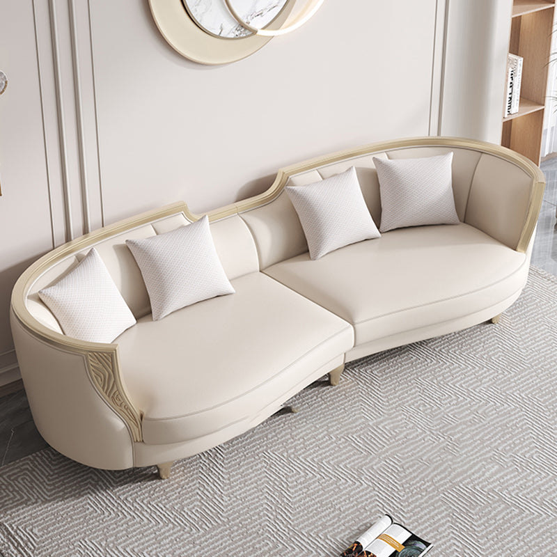 Scandinavian Living Room Sofa Genuine Leather Tuxedo Arm Seating