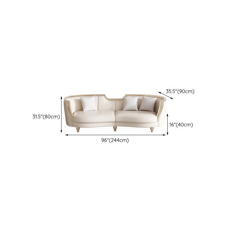 Scandinavian Living Room Sofa Genuine Leather Tuxedo Arm Seating
