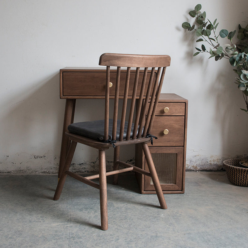 Rubberwood Vanity Set with Drawers in Walnut Makeup Vanity Desk Table