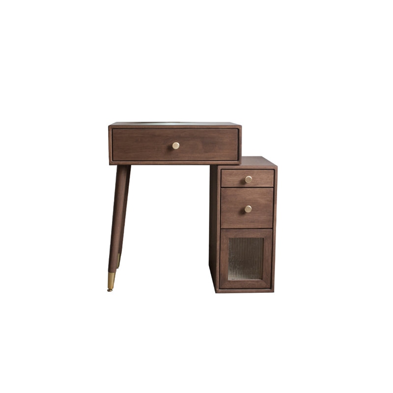 Rubberwood Vanity Set with Drawers in Walnut Makeup Vanity Desk Table