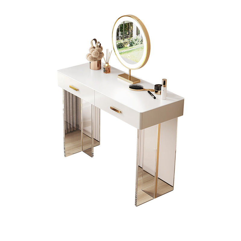 Contemporary Vanity Dressing Table with Stone Top and Acrylic Base