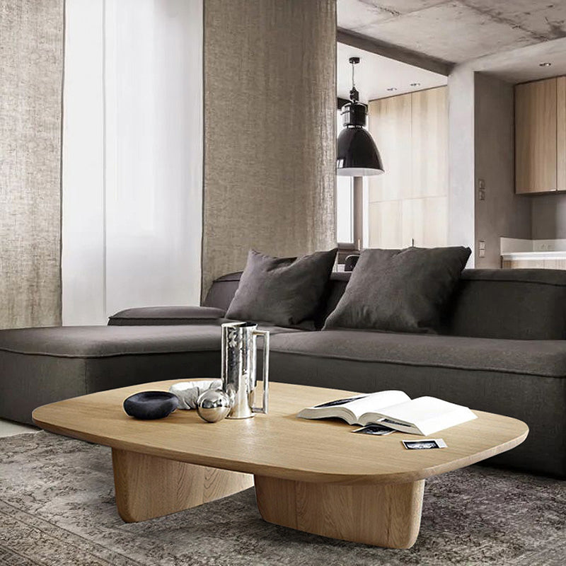 17"H Contemporary Coffee Table Black Solid Wood Coffee Cocktail Table