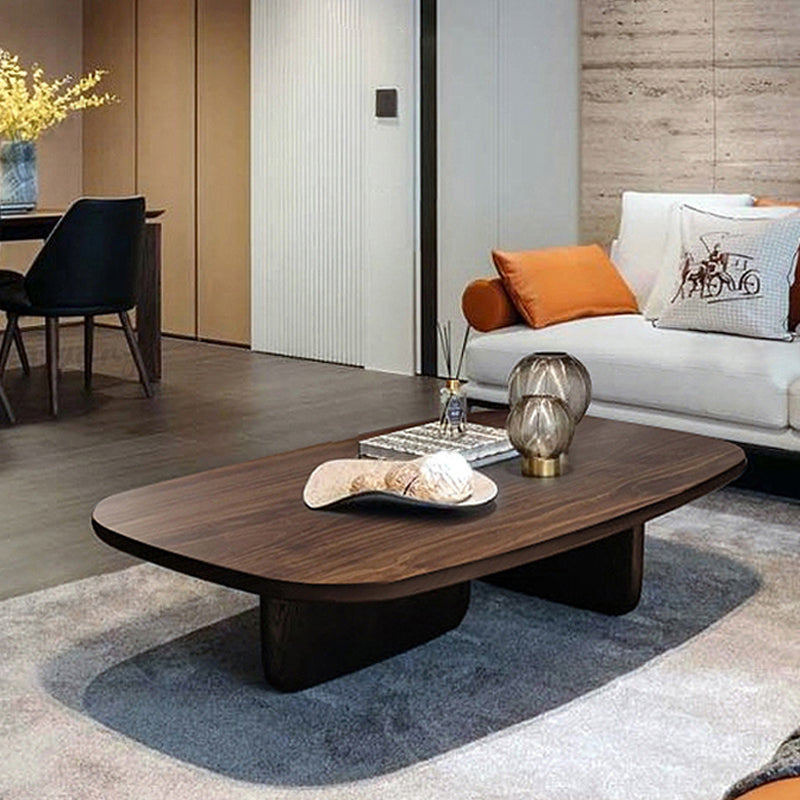 17"H Contemporary Coffee Table Black Solid Wood Coffee Cocktail Table