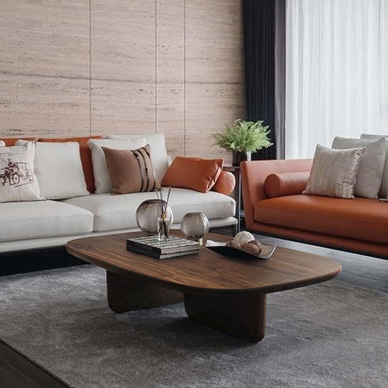 17"H Contemporary Coffee Table Black Solid Wood Coffee Cocktail Table