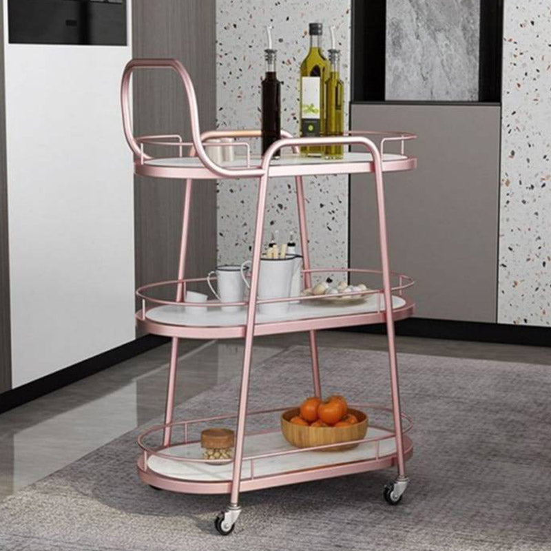 Rolling Modern Prep Table Home Dining Marble Kitchen Trolley