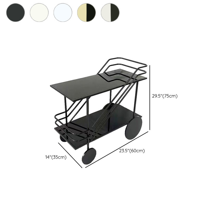 Glass Modern Prep Table Rolling Open Storage Rectangular Kitchen Trolley