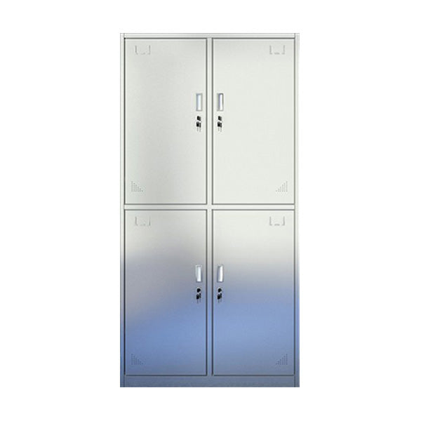 Silver Storage Cabinet with Hinged Doors Contemporary Steel Indoor Cabinet
