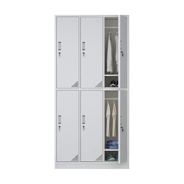 Modern Style Gray Storage Cabinet with Hinged Doors Metal Cabinet for Bathroom