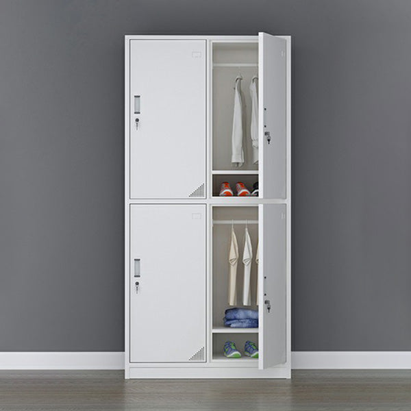 Modern Style Gray Storage Cabinet with Hinged Doors Metal Cabinet for Bathroom