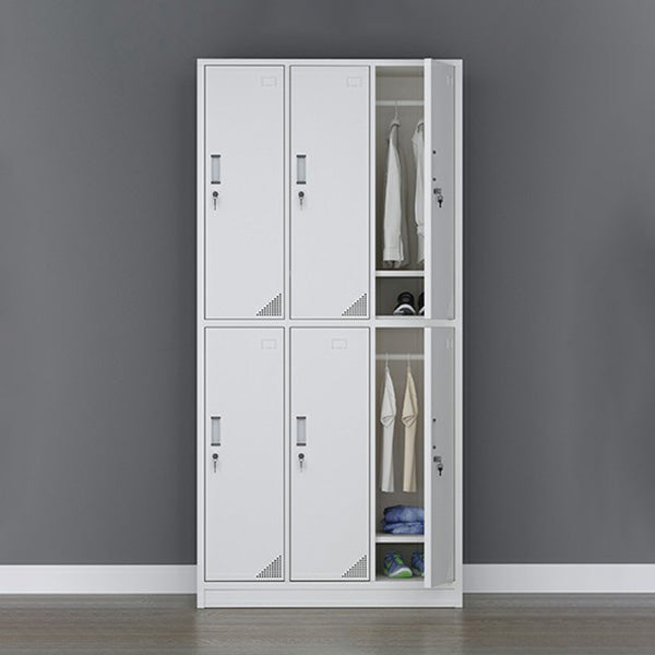 Modern Style Gray Storage Cabinet with Hinged Doors Metal Cabinet for Bathroom