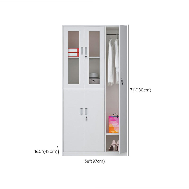 Modern Style Gray Storage Cabinet with Hinged Doors Metal Cabinet for Bathroom