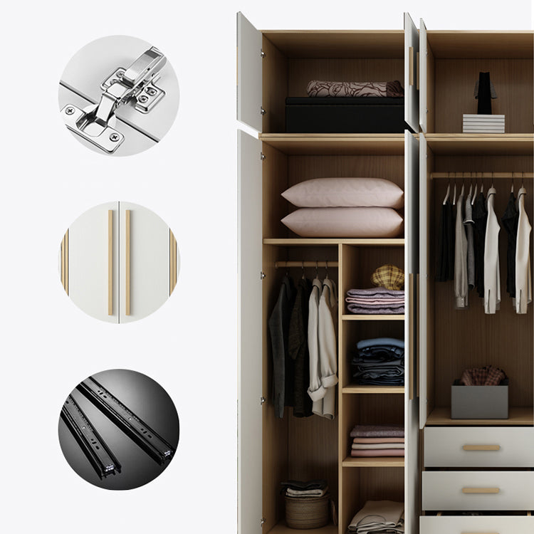 Hinged Wardrobe Cabinet with Garment Rod Contemporary Wardrobe Closet