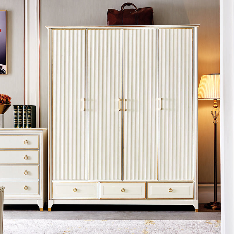 Solid Wood Wardrobe Cabinet French Country White Wardrobe Armoire