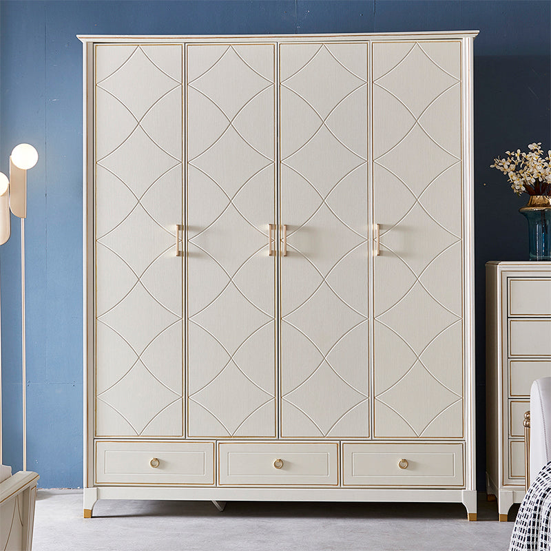Solid Wood Wardrobe Cabinet French Country White Wardrobe Armoire