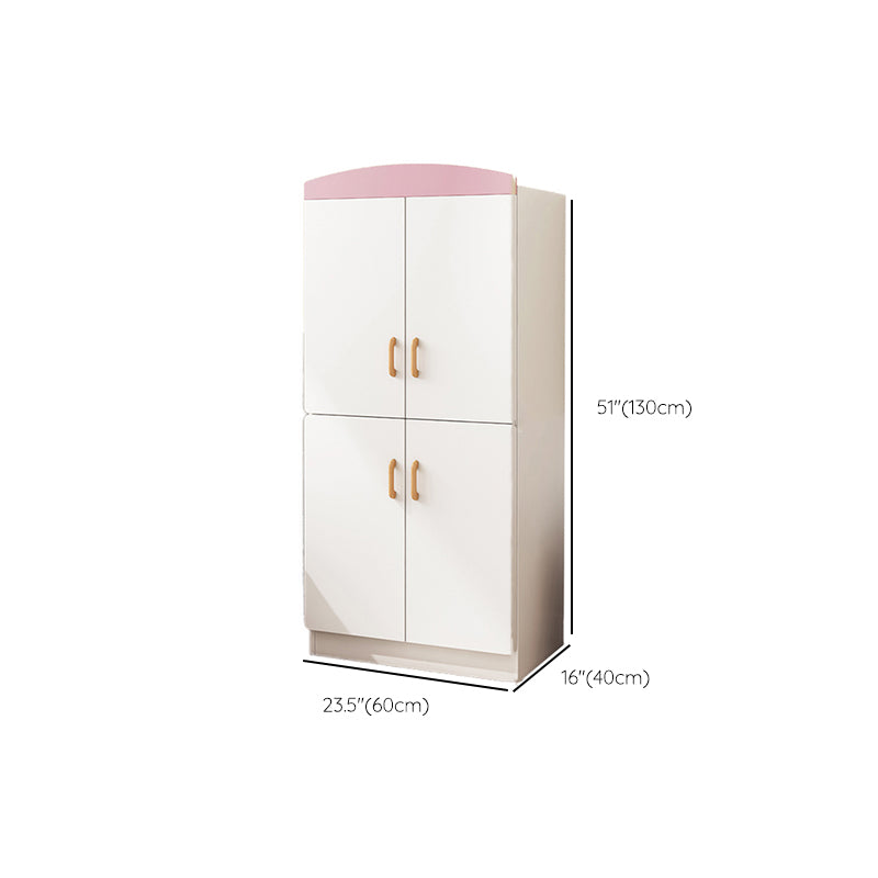 Engineered Wood Wardrobe Armoire White and Pink Wardrobe Cabinet