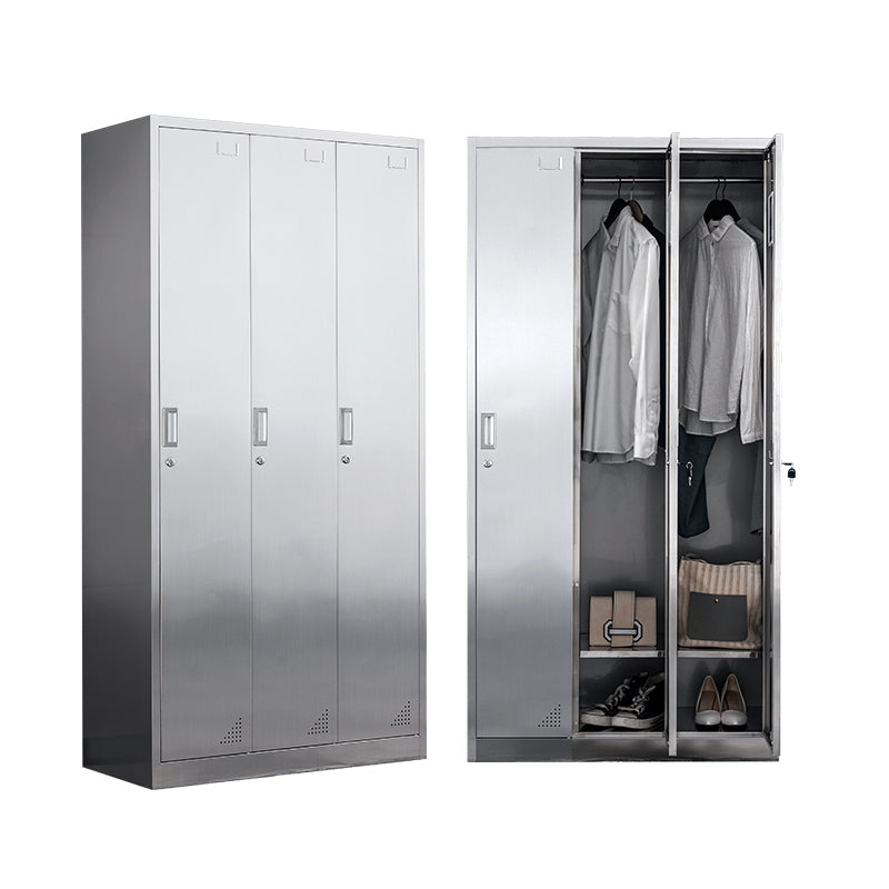 Modern Hinged Door Storage Cabinet Chrome Metal Armoire for Bathroom