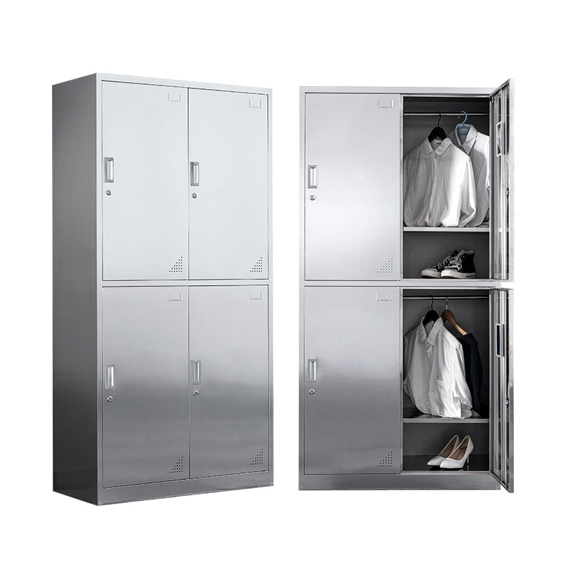Modern Hinged Door Storage Cabinet Chrome Metal Armoire for Bathroom